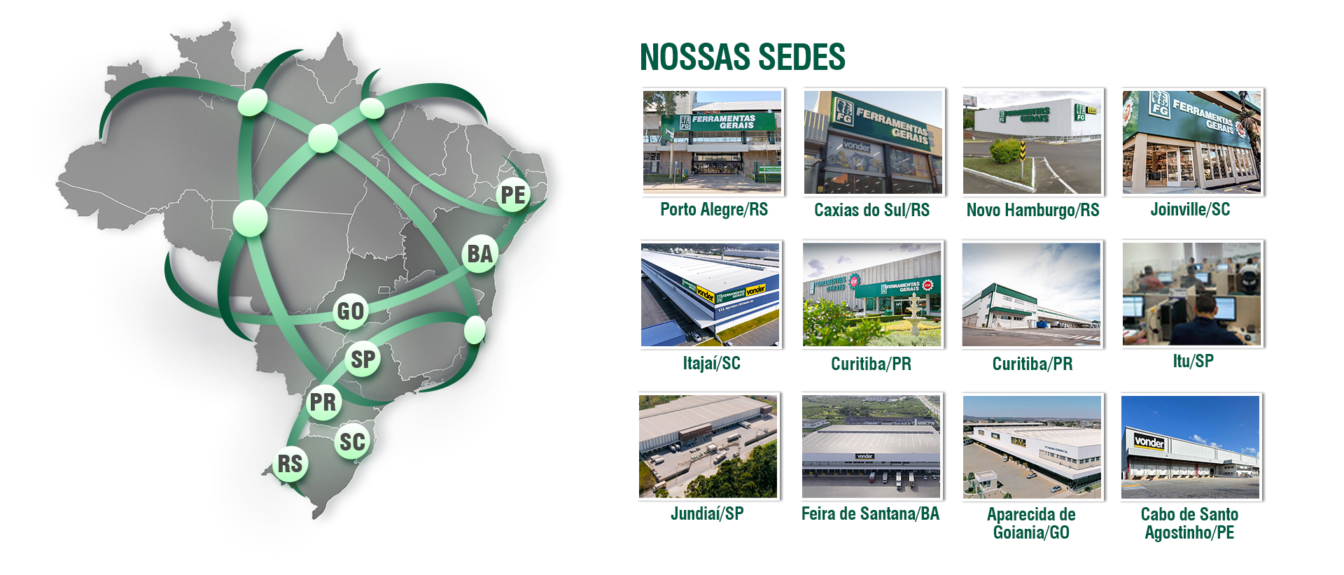 Mapa de unidades Ferramentas Gerais no Brasil